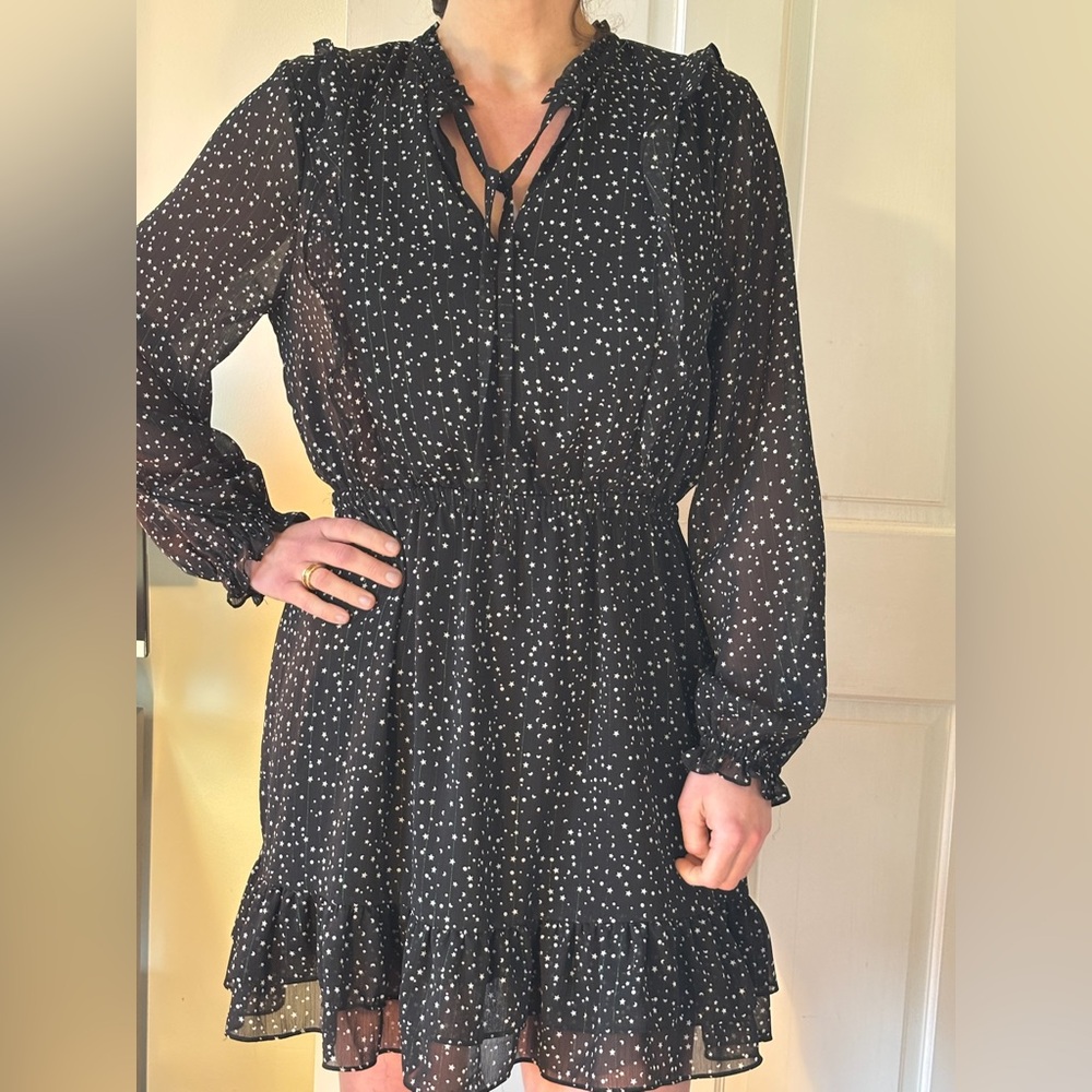 Navy & White Polka Star Dress